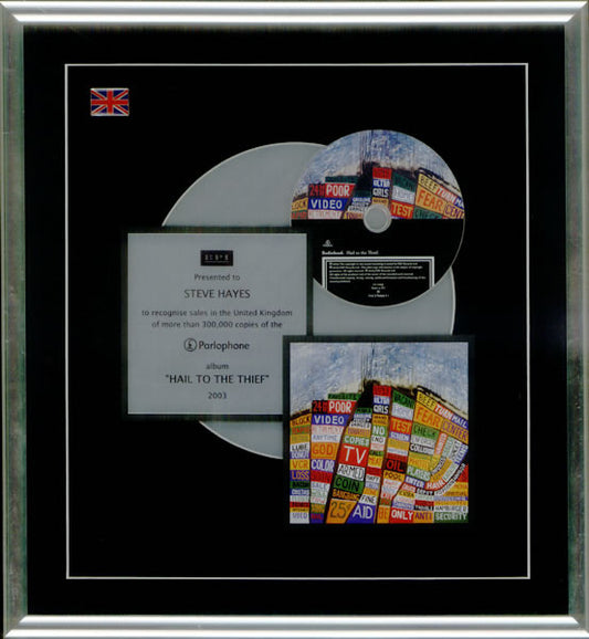 Hail To The Thief Rare official 2003 UK BPI platinum sales award