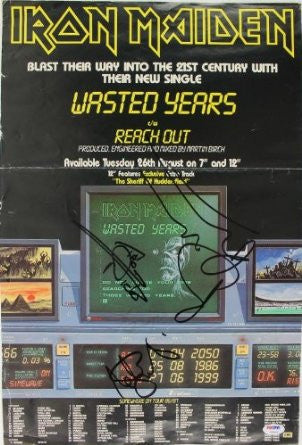 IRON MAIDEN (3) DICKINSON, MCBRAIN & SMITH AUTHENTIC SIGNED 13.5X20 POSTER CERTIFICATE OF AUTHENTICITY PSA/DNA #V09663