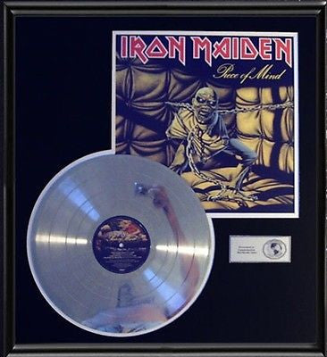 IRON MAIDEN PIECE OF MIND RARE GOLD RECORD PLATINUM DISC LP ALBUM FRAME