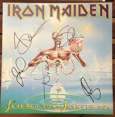 Iron Maiden Signed Seventh Son LP Vinyl Autographed Bruce Dickinson Steve Harris