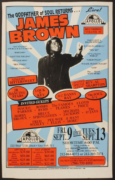 James Brown Live at the Apollo Concert Poster