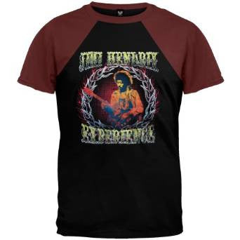 Jimi Hendrix - On Fire Short Sleeve Raglan