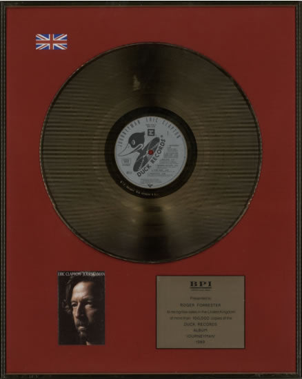 Eric Clapton Journeyman Official 1989 UK B.P.I. Certified Gold Award