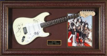 KISS - Group Autographed Guitar Framed Display - Signed Guitars
