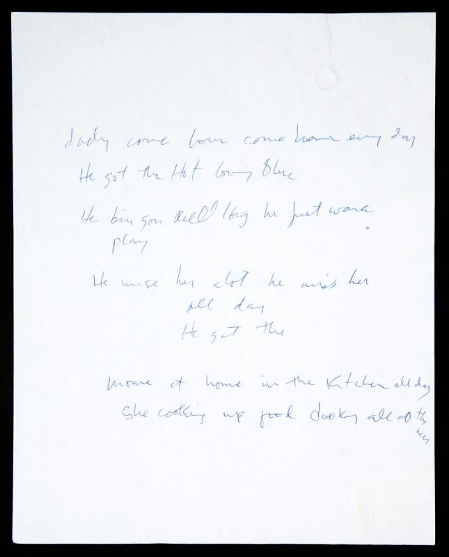 KURT COBAIN HANDWRITTEN LYRICS