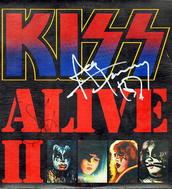Gene Simmons Ace Frehley Autographed Kiss Live2 Album Lp