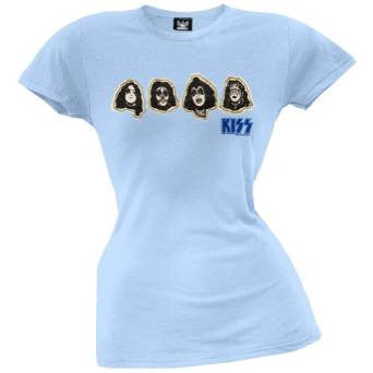 Kiss - Outline Faces Sheer Juniors T-Shirt