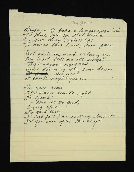 Lot 314: JOHNNY CASH HANDWRITTEN "DO YOU EVER FEEL THIS WAY?"