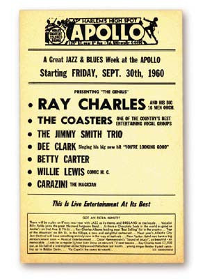 Lot 421: 1960 Apollo Theater Ray Charles Handbill (5.5x8.5"