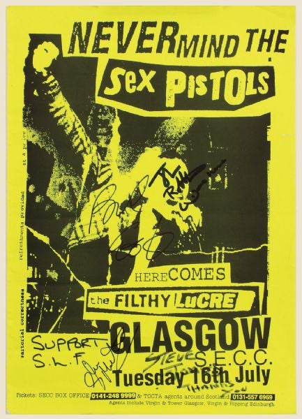 The Sex Pistols Signed Original Filthy Lucre Poster