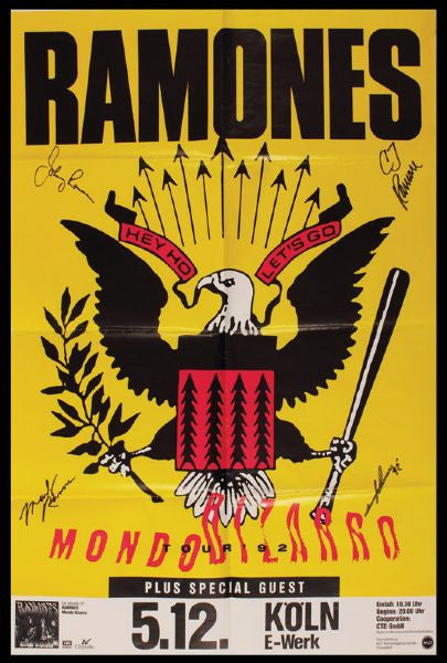 The Ramones Signed 1992 German Concert Poster