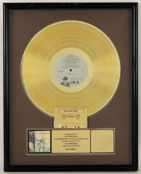 R.E.M. "Document" Original RIAA Gold Album Award