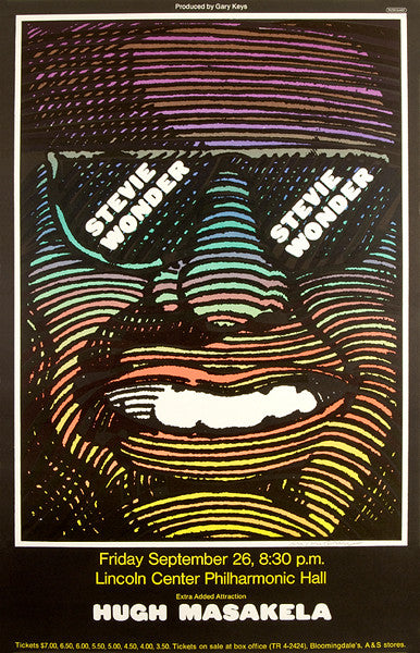 Stevie Wonder Milton Glaser Signed 1969 Concert Poster