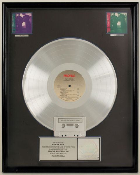 Run D.M.C. Original "Raising Hell" RIAA Platinum Album Award