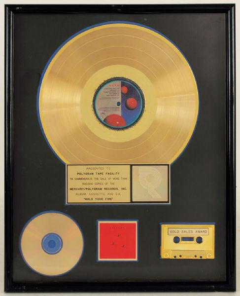 Rush Original "Hold Your Fire" RIAA Gold Album Award