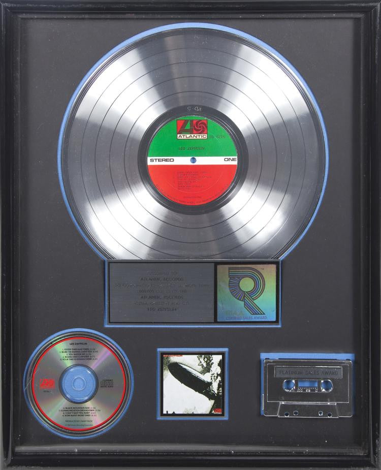 Lot 603: LED ZEPPELIN "PLATINUM" RECORD AWARD