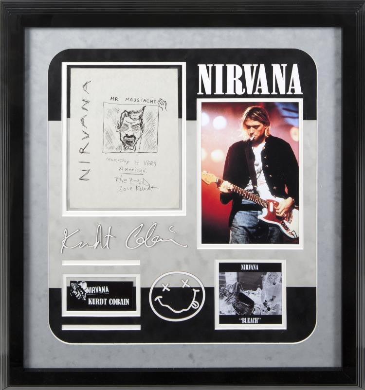 Lot 626: KURT COBAIN SIGNED DRAWING