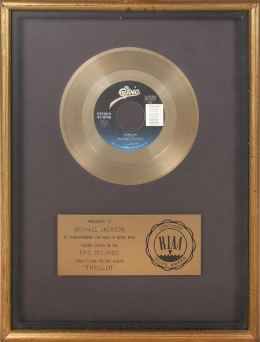 Lot 68: MICHAEL JACKSON "GOLD" RECORD AWARD