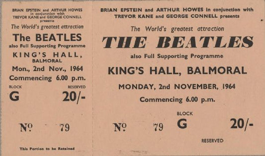 Lot #750:Beatles 1964 Original King's Hall, Balmoral Concert Ticket
