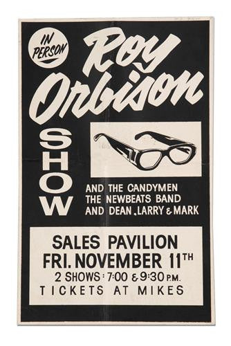 Early 1960s Roy Orbison Concert Poster