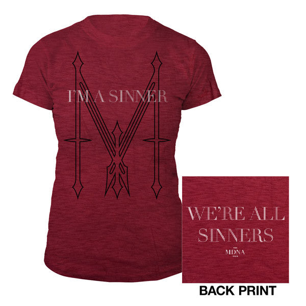 Madonna I'm a Sinner Women's Red Shirt
