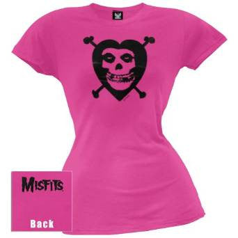 Misfits - Heart & Crossbones Pink Juniors T-Shirt