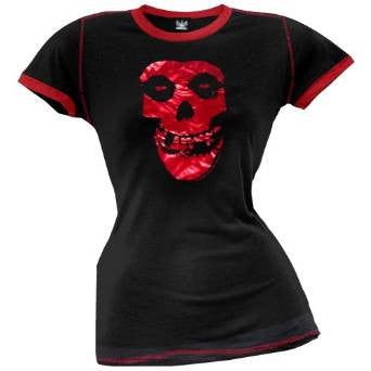 Misfits - Red Foil Skull Girls' Ringer T-Shirt