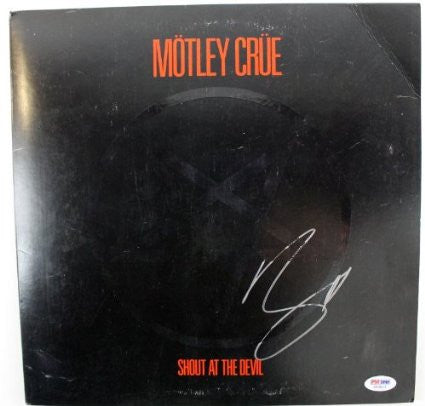 NIKKI SIXX MOTLEY CRUE SHOUT AT THE DEVIL SIGNED ALBUM COVER PSA/DNA #S80811