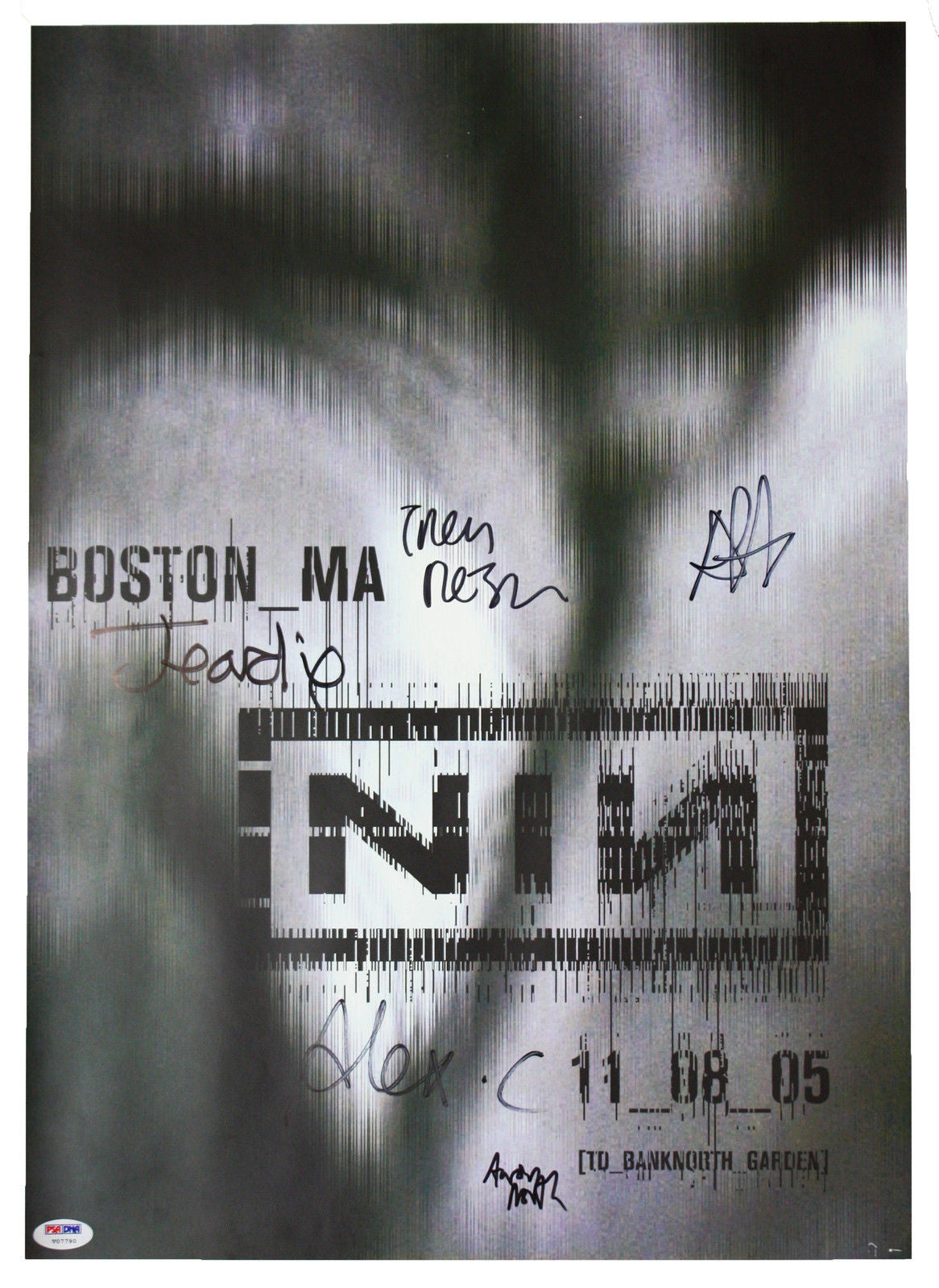 NINE INCH NAILS BAND SIGNED 11_08_05 BOSTON, MA TOUR POSTER PSA/DNA LOA V07790