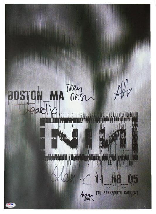 NINE INCH NAILS BAND SIGNED 11_08_05 BOSTON, MA TOUR POSTER PSA/DNA LOA V07790