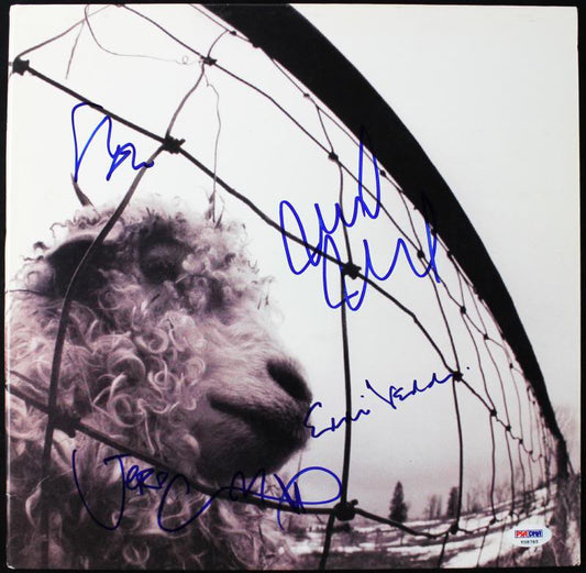 PEARL JAM (4) VEDDER, AMENT, GOSSARD & MCCREADY SIGNED ALBUM COVER PSA T08785