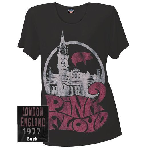 Pink Floyd - London 77 Juniors Boyfriend Tee Large Black