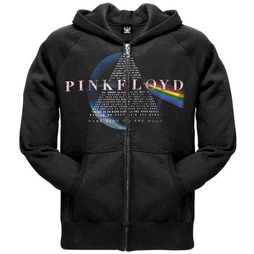 Pink Floyd - Mens Dark Side Lyrics Zip Hoodie