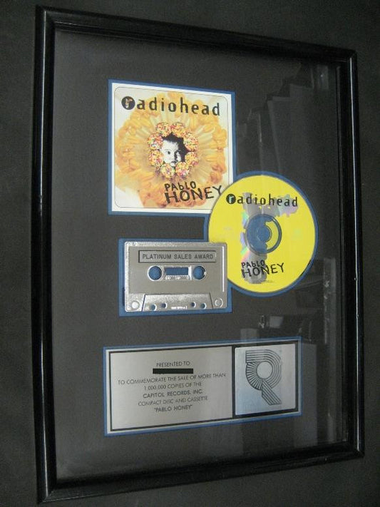 RADIOHEAD RIAA CERTIFIED PLATINUM DISC RECORDS AWARD 1,000,000 UNITS 13x17