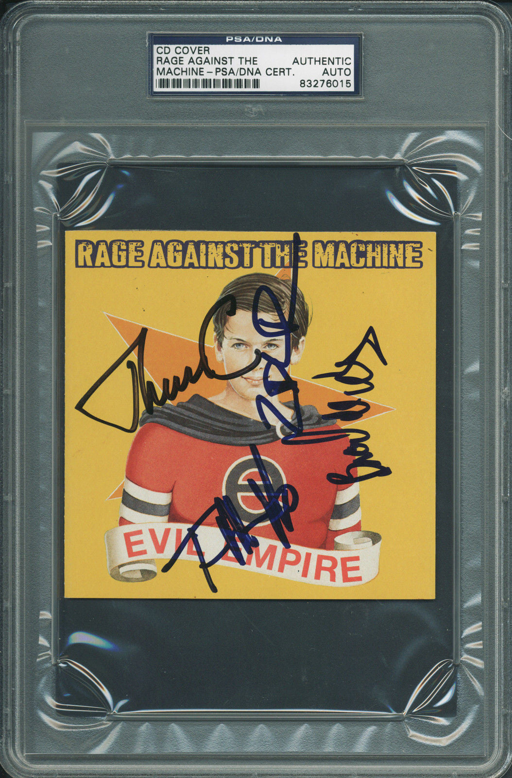 RAGE AGAINST THE MACHINE EVIL EMPIRE SIGNED CD COVER PSA/DNA 83276015