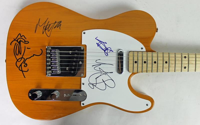 ROLLING STONES- JAGGER, RICHARDS, WATTS & WOOD SIGNED GUITAR W/ SKETCH PSA/DNA S04600