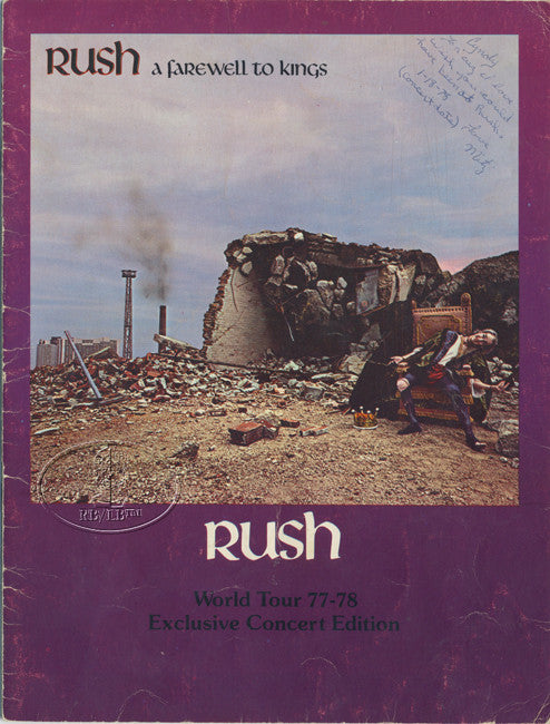 RUSH 1977-78 FAREWELL TO KINGS Tour Concert Program Programme Book