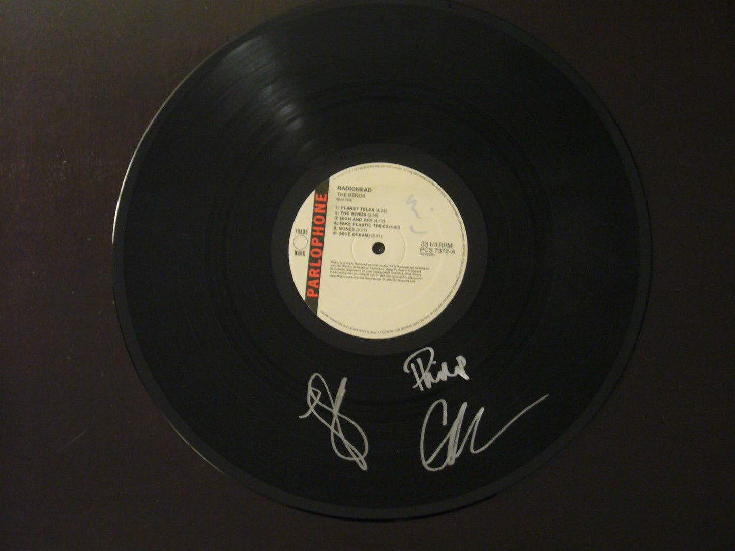 Radiohead (4/5) In Person Hand Signed "The Bends" Vinyl / LP With COA