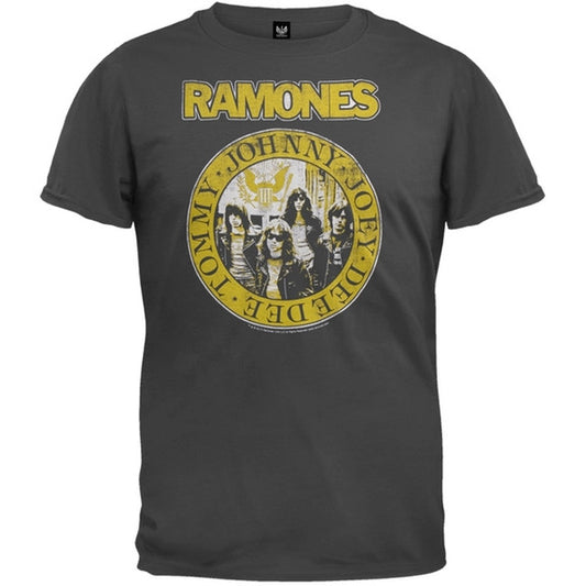 Ramones - Distressed Yellow Band Seal Soft T-Shirt