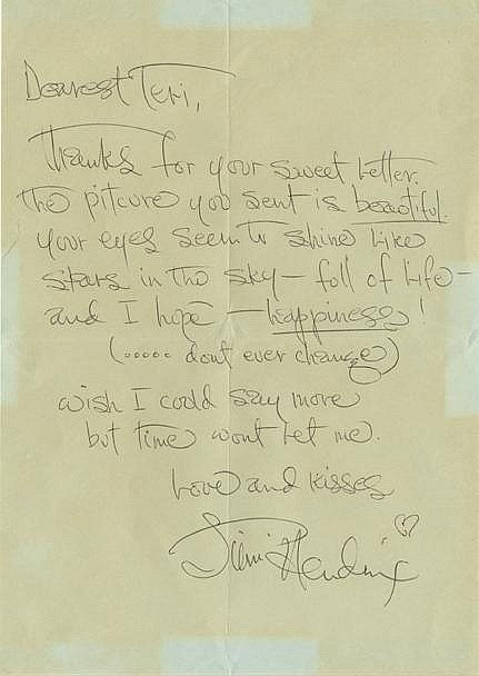 Jimi Hendrix handwritten signed letter to a fan