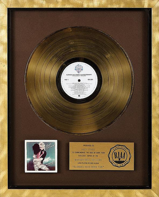 Rod Stewart gold record for “Blondes Have More Fun”