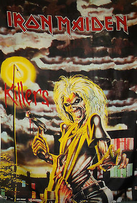 SIGNED IRON MAIDEN AUTOGRAPHED HUGE KILLERS FLAG POSTER BY ALL 6 NICE!