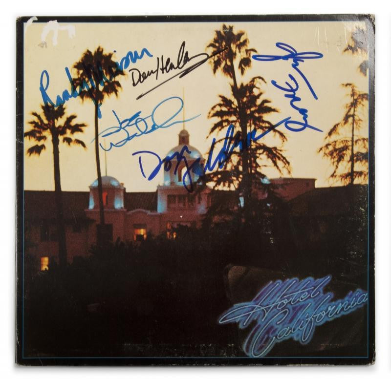 THE EAGLES SIGNED HOTEL CALIFORNIA ALBUM SLEEVE