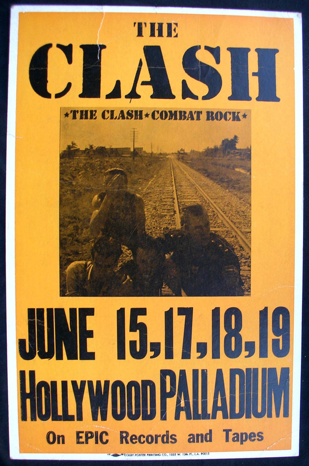 The CLASH Hollywood Palladium 1982 Boxing Style Cardboard CONCERT POSTER Punk!