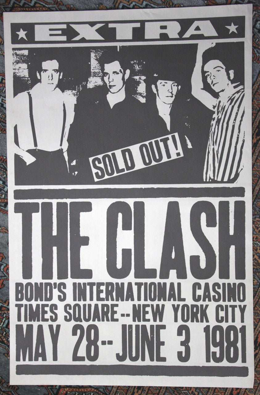 The Clash Bonds International Casino Rare Original Concert Poster 1981
