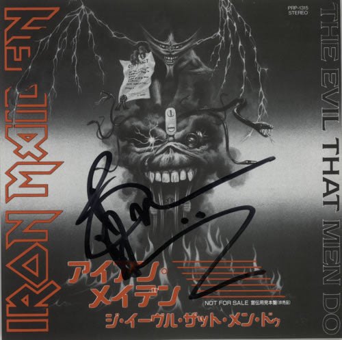 The Evil That Men Do - Autographed Very rare 1988 Japanese EMI promotional only 1-track 7" single