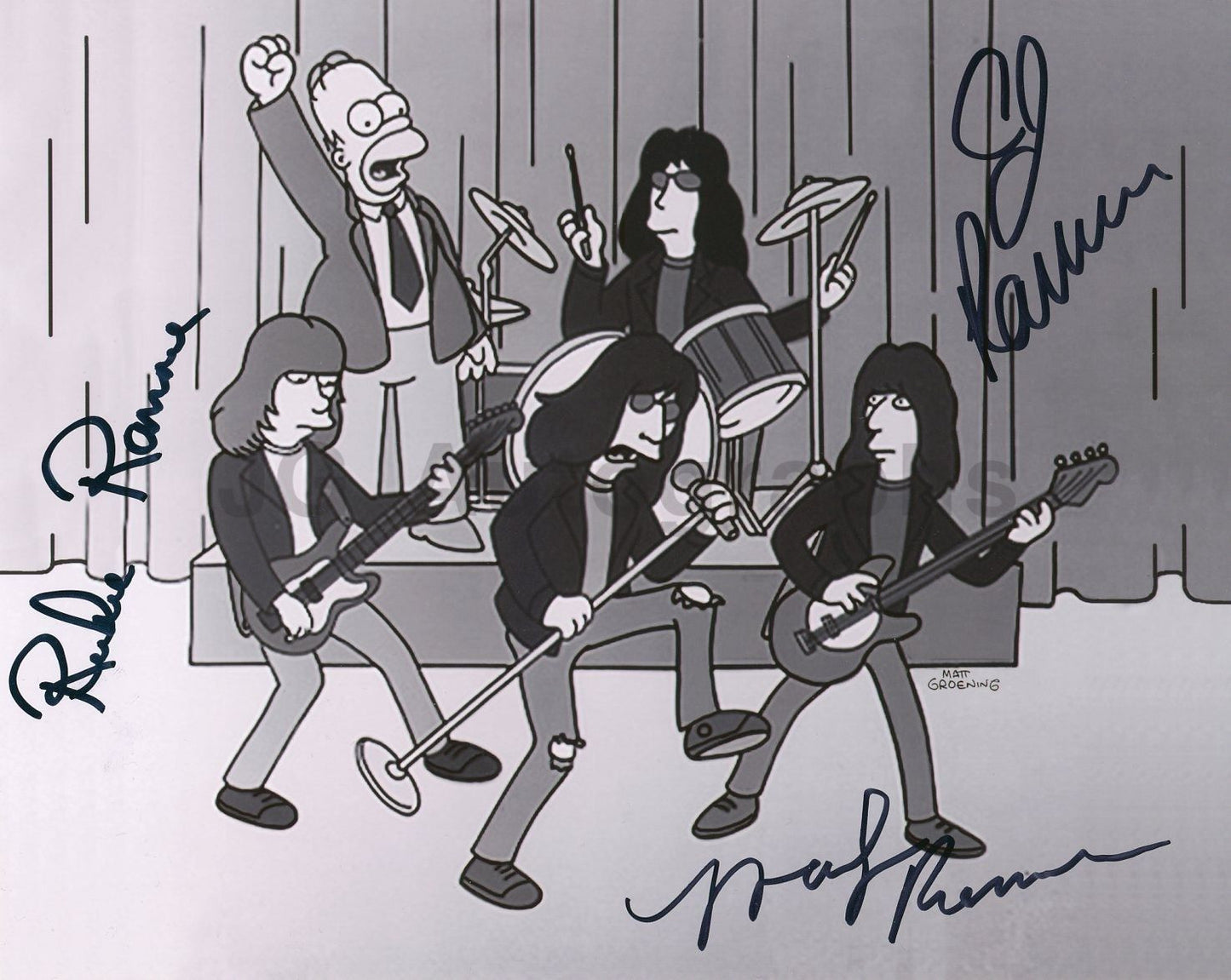 The Ramones - Autographed 8x10 'Simpsons' Photo - Signed by Marky, Richie & C.J