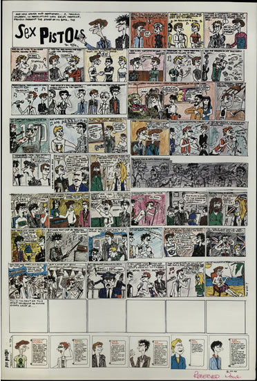 The Story Of The Sex Pistols Rare original 1977 MJS cartoon history promotional poster