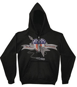 Tom Petty hoodie features "Amped" artwork on cotton/poly blend full-zip hooded sweatshirt
