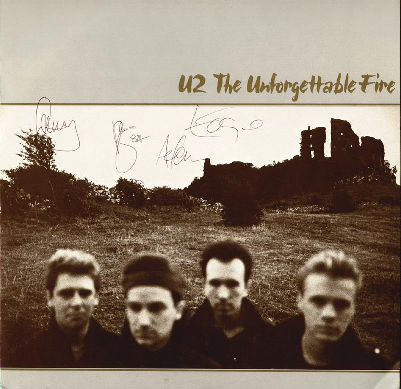 U2 SIGNED LP "UNFORGETTABLE FIRE"